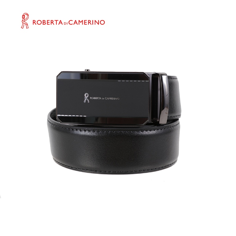 【Roberta di Camerino】頭層牛皮 - 幾何鋅扣 - 自動扣皮帶 - 1(050R-C05-01 1)✿30B001